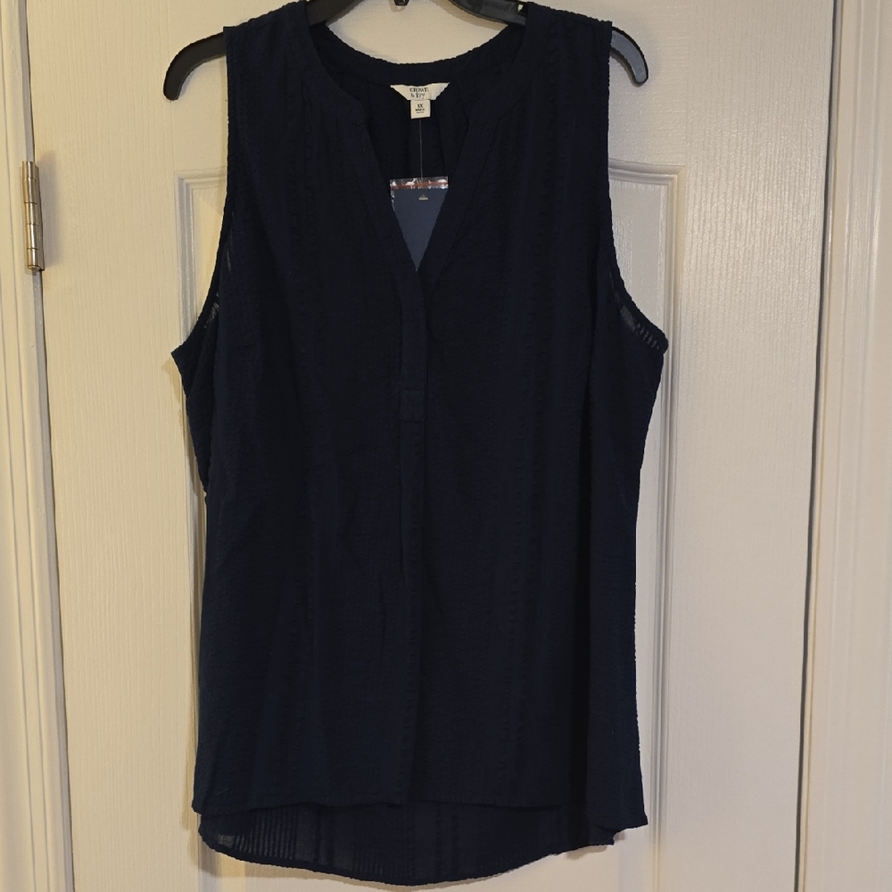 Crown & Ivy Navy Sleeveless Blouse